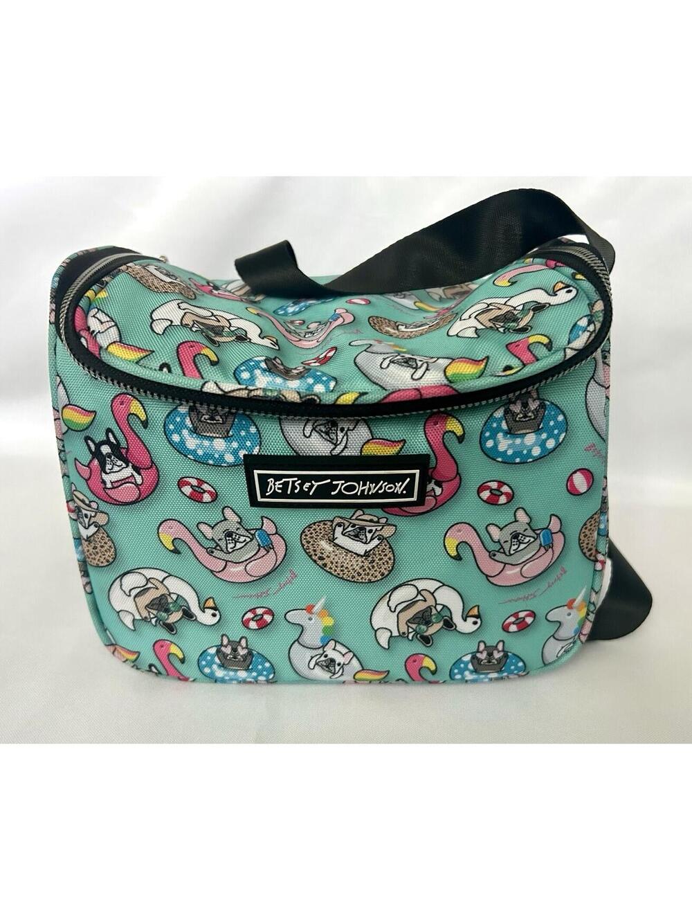 Betsey Johnson Insulated Lunch / 6 Pack Tote Frenchies French Bulldogs On Floats